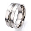 201 Stainless Steel Grooved Finger Ring Settings STAS-WH0039-12D-P-2