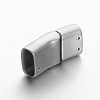 Tarnish Resistant Rectangle 304 Stainless Steel Matte Surface Magnetic Clasps with Glue-in Ends STAS-M195-06-2