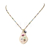 Printed Alloy Enamel Pear & Brass Enamel Evil Eye Pendant 304 Stainless Steel Enamel Dapped Chain Necklaces for Women NJEW-JN06361-3