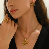 Flower Stainless Steel Stud Earrings & Pendant Necklaces & Rings Sets for Women PR9853-3