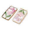 Brass & Transparent Epoxy Resin & Dried Flower Pendants RESI-G133-01G-03-2