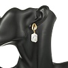 Nuggets with Shell Shape Natural Amber & Natural Cultured Freshwater Pearl Dangle Stud Earrings EJEW-JE07023-2
