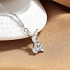 Brass Pave Clear Cubic Zirconia Rabbit Pendant Necklaces for Women WG4E031-01-1