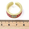 Brass Micro Pave Cubic Zirconia Enamel Cuff Rings for Women RJEW-L113-019G-02-5