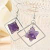 Rhombus Brass Dangle Earrings EJEW-D360-01P-6