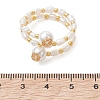 Natural Freshwater Pearl & Shell Pearl & Glass Seed Beaded Double Layers Finger Rings RJEW-JR01022-4