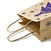 Christmas Theme Blue Printed Kraft Paper Tote Bags with Handles ABAG-B006-04B-3