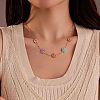 304 Stainless Seel Enamel Daisy Flower Link Chain Necklaces for Women NJEW-D303-01G-1