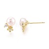 Flower Brass Micro Pave Clear Cubic Zirconia Stud Earrings PEAR-N020-WX14-2