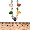 Brass Pave Colorful Cubic Zirconia Geometric Link Chain Necklaces NJEW-C111-03B-5