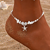 Natural White Jade Chips & Glass Beads Anklets WGE754A-02-2