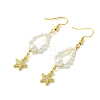 Shell Pearl and Brass Micro Pave Cubic Zirconia Charms Dangle Earring EJEW-JE07431-02-4