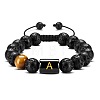 Natural Tiger Eye & Lava Rock Round Beads Adjustable  Bracelets TV6214-1-1