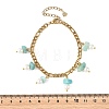 Natural Amazonite Chip and Shell Pearl Beads Tassel 304 Stainless Steel Figaro Chain Bracelets BJEW-JB14346-02-4