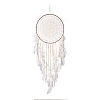 Handmade Round Cotton Woven Net/Web with Feather Wall Hanging Decoration HJEW-G015-02A-1