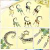 7Pcs Natural & Synthetic Gemstone Moon Pendant Decorations PALLOY-FS00062-3