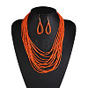 Bohemian Style Glass Seed Beaded Multilayer Necklaces & Teardrop Dangle Earrings Sets WG1B7AB-04-1