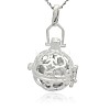 Silver Color Plated Brass Hollow Round Cage Pendants KK-J226-08S-1