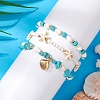 3Pcs 3 Styles Starfish Synthetic Magnesite & Turquoise Beaded Anklets AJEW-TA00030-3