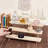 4 Layers Clear Acrylic with Wooden Tiered Bracelet Organizer Display Stands for Bangles BDIS-WH0011-08-3