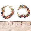 2 Pairs 2 Styles Natural Green Jade Imitation Tourmaline Beaded Hoop Earrings EJEW-JE06943-5