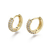 Brass Micro Pave Cubic Zirconia Huggie Hoop Earrings LS-EJEW-R144-004E-NF-1