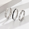 3Pcs Hollow Out 304 Stainless Steel Micro Pave Clear Cubic Zirconia with Enamel Finger Rings FS-WGFDE09-10-1