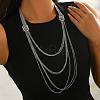 Iron Metallic layered Chain Tassel Long Necklaces with Double Clasp Decor IV6162-2-5