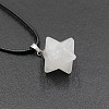 Natural Quartz Crystal Geometric Hexagram Star Pendant Necklaces with Black Cords VZ1120-10-1
