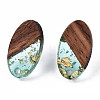 Transparent Resin & Walnut Wood Stud Earring Findings MAK-N032-005A-F02-2