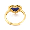 Heart Natural Lapis Lazuli Adjustable Rings RJEW-Q817-05G-02-3