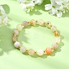 Natural Cherry Blossom Agate & Brass Beads Stretch Bracelets for Women BJEW-JB13831-2
