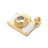 Brass Micro Pave Cubic Zirconia & Enamel Pendants X-KK-Q098-36G-B-2