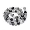 Natural Black Rutilated Quartz Beads Strands G-R446-8mm-26-2