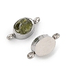 Natural Mixed Gemstone Chip 304 Stainless Steel Oval Connector Charms KK-P300-11P-2