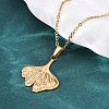 Ginkgo Leaf 304 Stainless Steel Pendant Necklaces NJEW-H059-21G-2