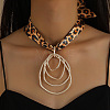 Cloth Leopard Print Scarf Necklaces with Alloy Pendant FS-WG91A7A-06-2