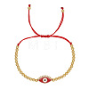 Alloy Round & Evil Eye Braided Bead Bracelets TG4711-1-1