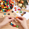 165Pcs 11 Colors Dyed Natural Maple Wood Beads WOOD-PA0001-61B-3