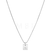 1Pc Stainless Steel Letter Rectangle Pendant Necklaces NJEW-LP0001-34S-P-1