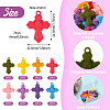 16Pcs 8 Colors Flocking Resin Pendants RESI-TA0002-77-4