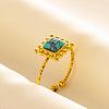 Square Synthetic Turquoise Finger Rings EW3188-8-1