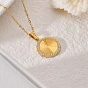 304 Stainless Steel Micro Pave Clear Cubic Zirconia Round Medal Pendant Necklaces WGE37BE-01-3