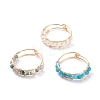 3Pcs 3 Style Natural Apatite & Moss Agate & Shell Pearl Braided Finger Rings RJEW-TA00024-1
