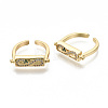 Brass Micro Pave Clear Cubic Zirconia Cuff Rings RJEW-S045-027G-NR-2