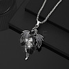 Vintage Alloy Rhinestone Dragon with Teardrop Pendant Necklaces WGE43C1-01-1
