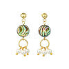 Abalone Shell/Paua Shell & Shell Pearl Beads Dangle Earrings EJEW-JE07327-01-3