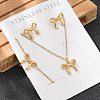 Bowknot 304 Stainless Steel 
Stud Earrings & Necklaces & Bracelets Sets SJEW-Q001-02G-5