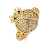Brass Micro Pave Cubic Zirconia Adjustable Open Cuff Rings for Women RJEW-A072-01A-G-4