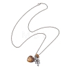 Natural Tiger Eye with Synthetic Non-magnetic Hematite Beads Cluster Pendant 304 Stainless Steel Rolo Chain Necklaces NJEW-JN05896-5